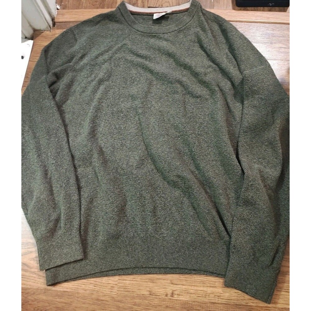 Faherty Jackson Crew Neck Sweater Mens XLLong Sleeve Olive Green Cotton Blend